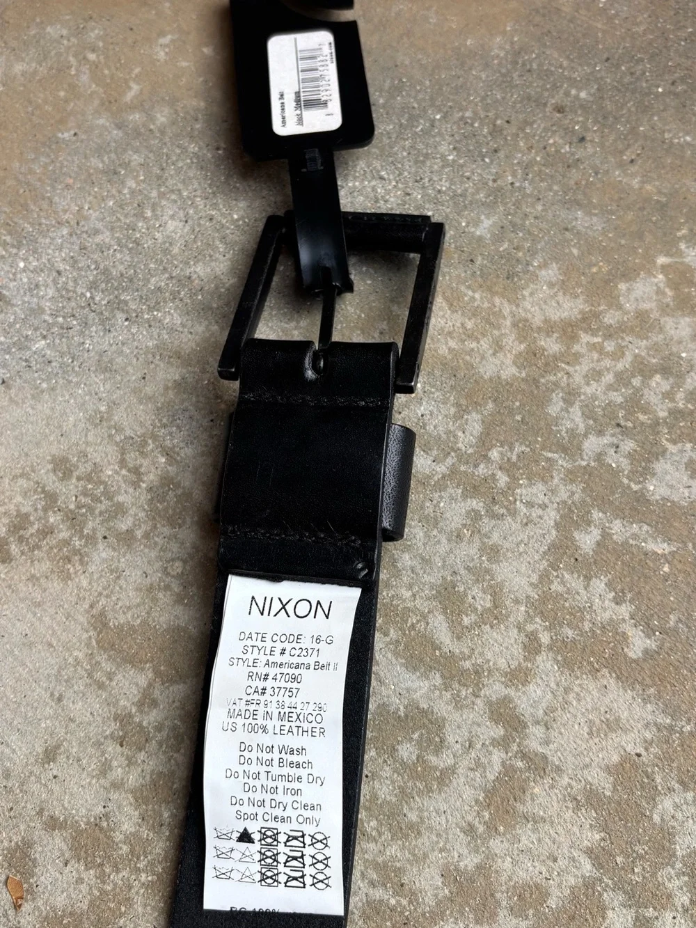 Nixon Black Leather Belt with Textured Black Buckle